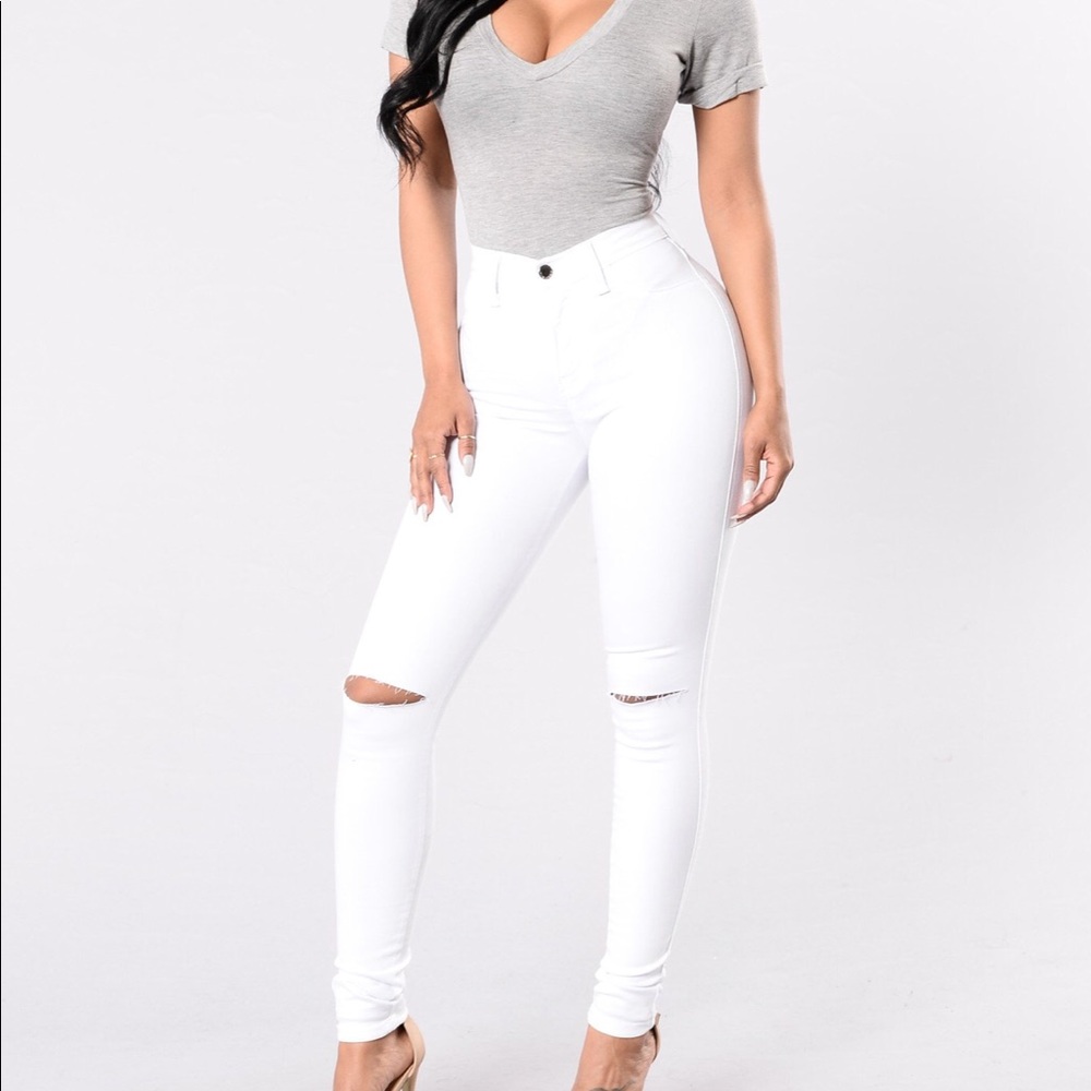New Fashion Nova Canopy Jeans White High Waist 5